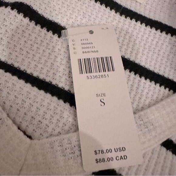 Anthropologie Vicky Thermal Waffle V Neck Tunic T.LA NWT Small Striped White Top - Picture 11 of 16